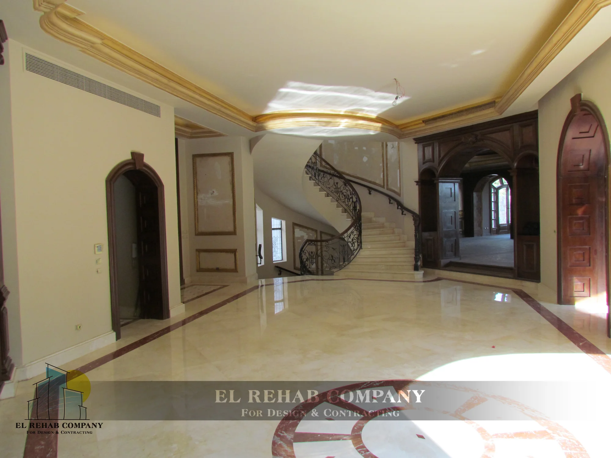 Entrance hall and curved staircase