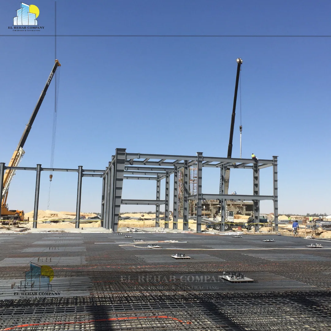 Steel frame construction at New Ismailia Celebration Hall